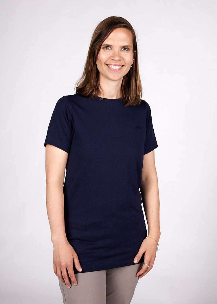 DAME WOODSHIRT LANG MARITIM BLÅ