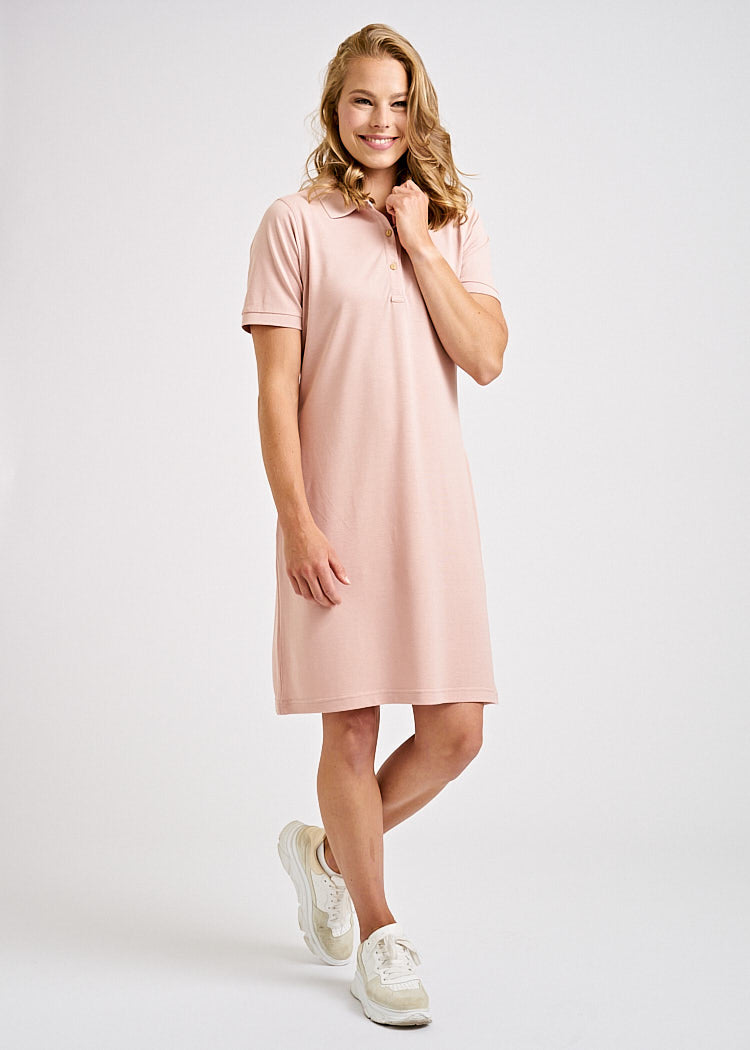 LADIES POLO DRESS SMOKED ROSE