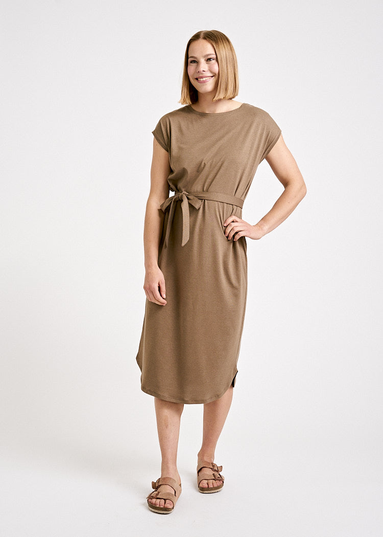 VESTIDO KIMONO MIDI PARA MUJER TONO SEPIA