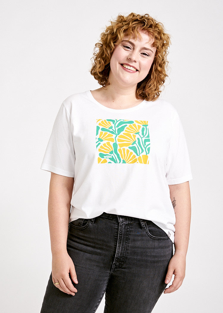 WOMEN'S WOODSHIRT LOOSE LONGER TILDA ABSTRACT FLORAL