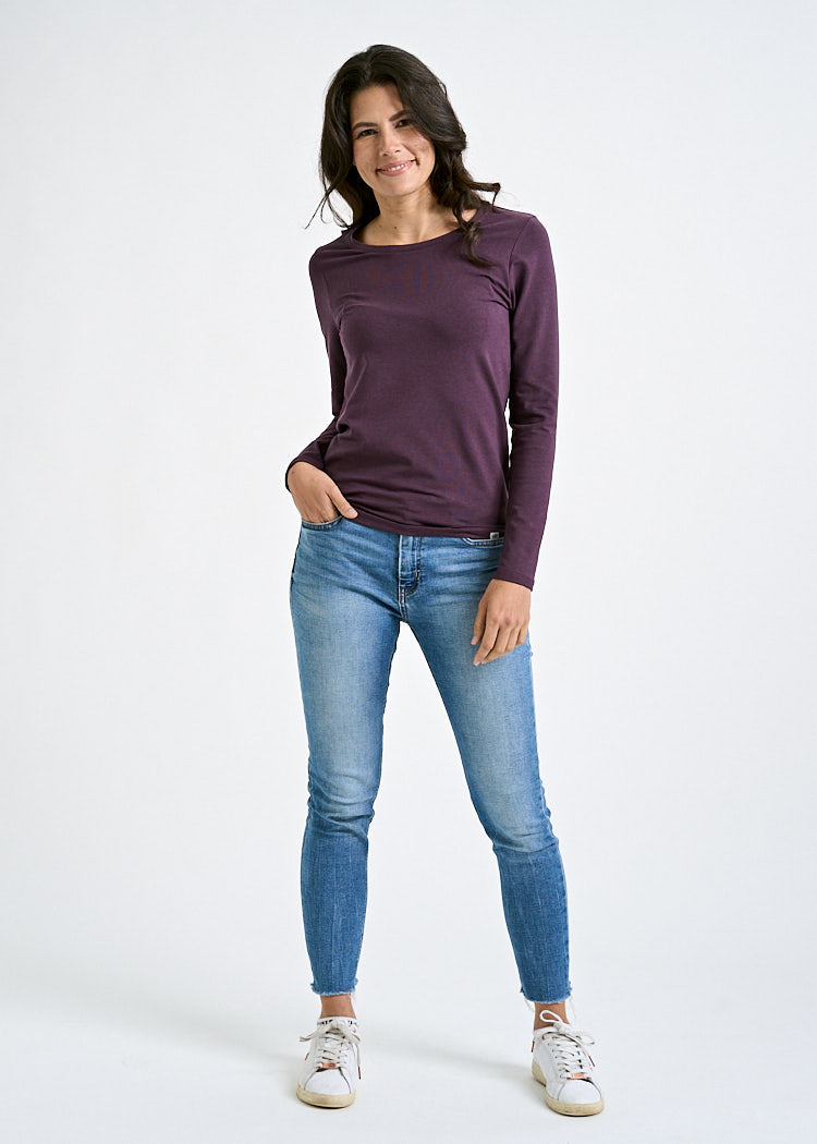 DAMEN LANGARMSHIRT MAYA PLUM PERFECT