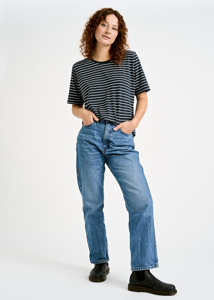 DAMEN WOODSHIRT TILDA THIN STRIPES WHITE