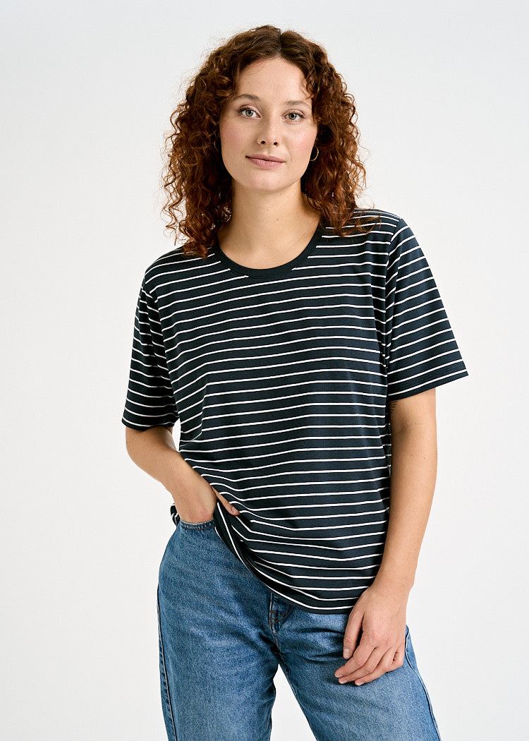 DAMEN WOODSHIRT TILDA THIN STRIPES WHITE