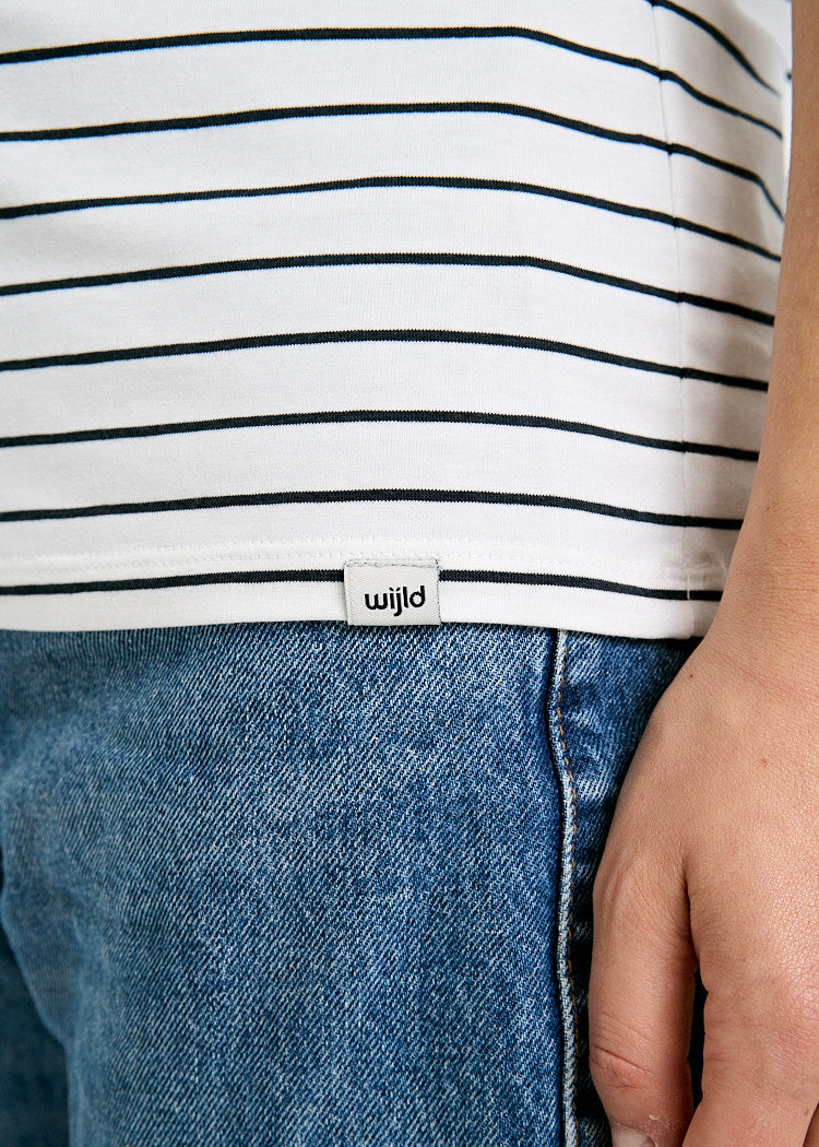 DAMEN WOODSHIRT KIMONO ELENA THIN STRIPES BRIGHT WHITE