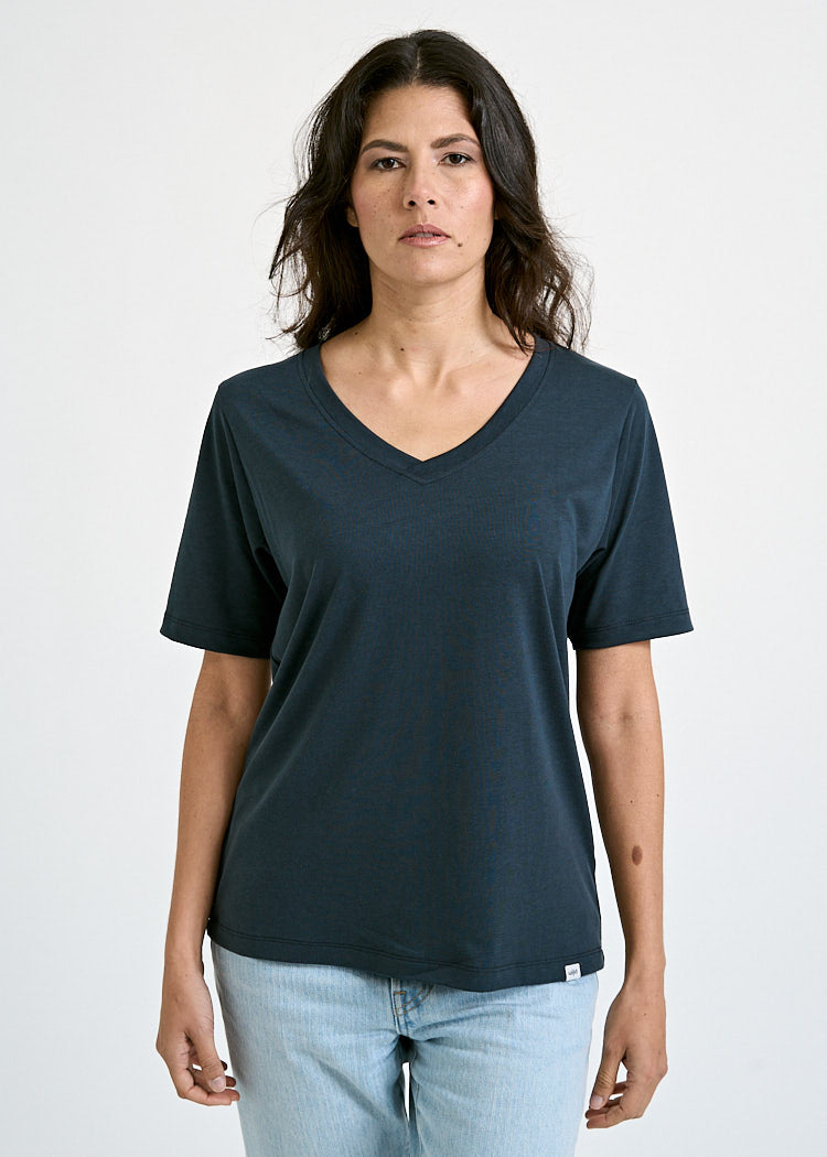 DAMEN WOODSHIRT LOOSE LONGER FRIDA CARBON