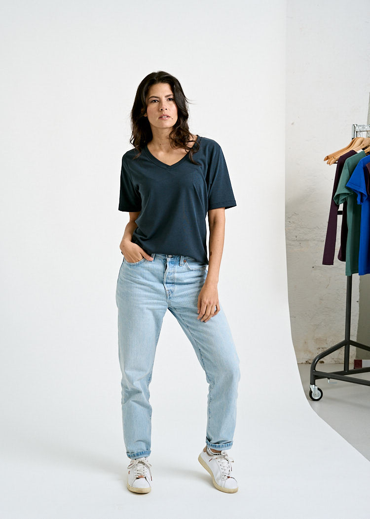 DAMEN WOODSHIRT LOOSE LONGER FRIDA CARBON