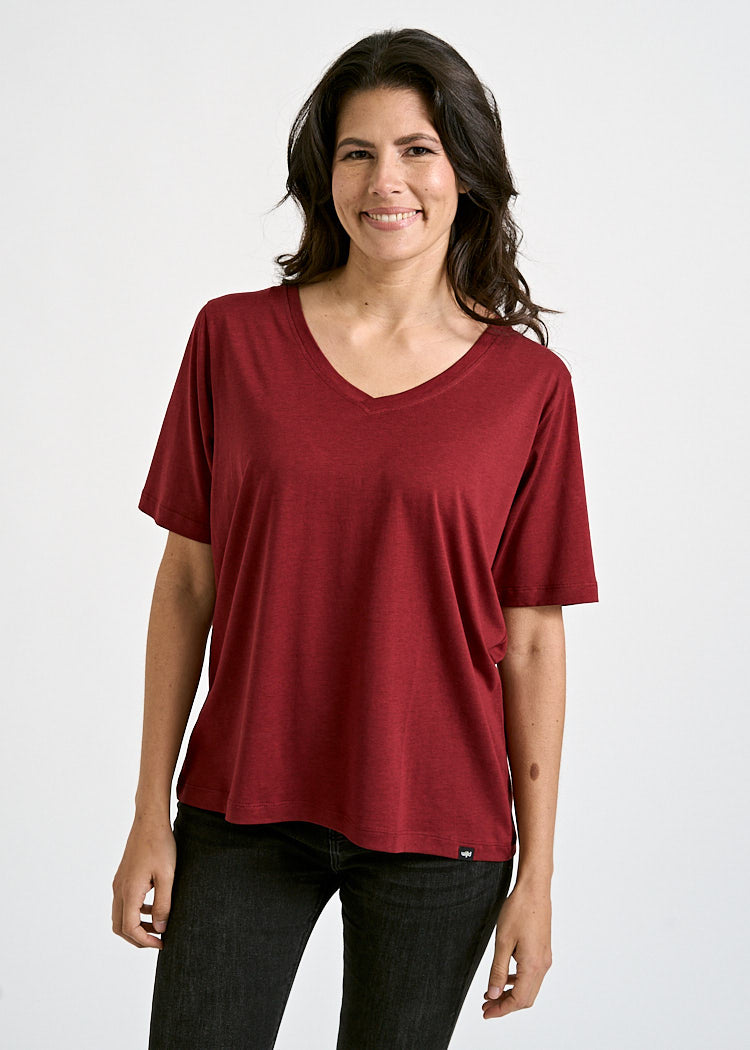 WOMEN'S WOODSHIRT LOOSE LONGER FRIDA MERLOT