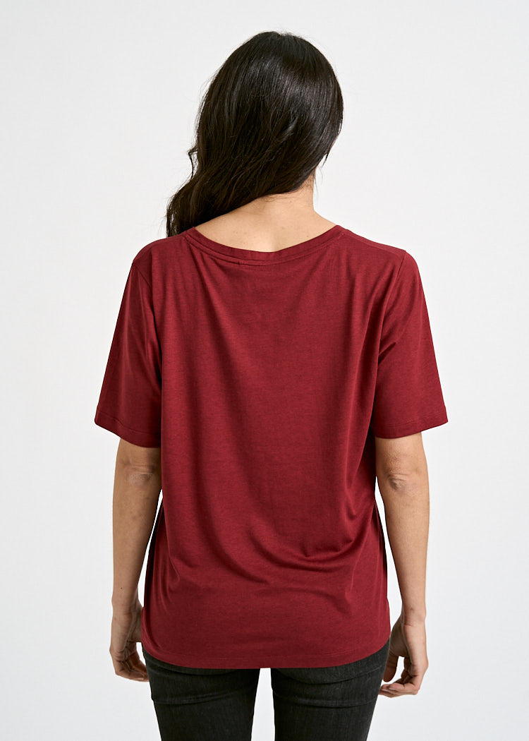 WOMEN'S WOODSHIRT LOOSE LONGER FRIDA MERLOT