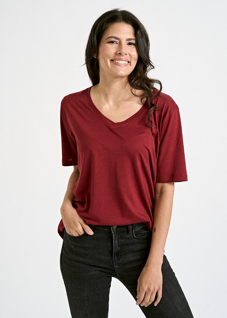 WOMEN'S WOODSHIRT LOOSE LONGER FRIDA MERLOT