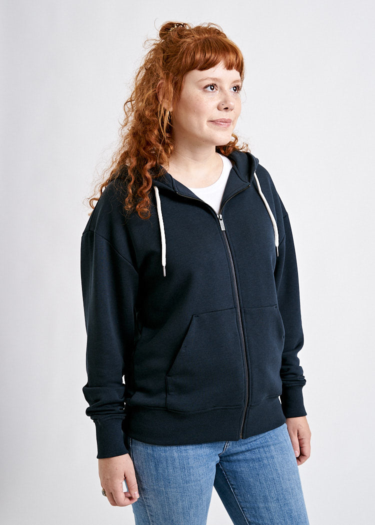 DAMEN ZIP-HOODIE CARBON