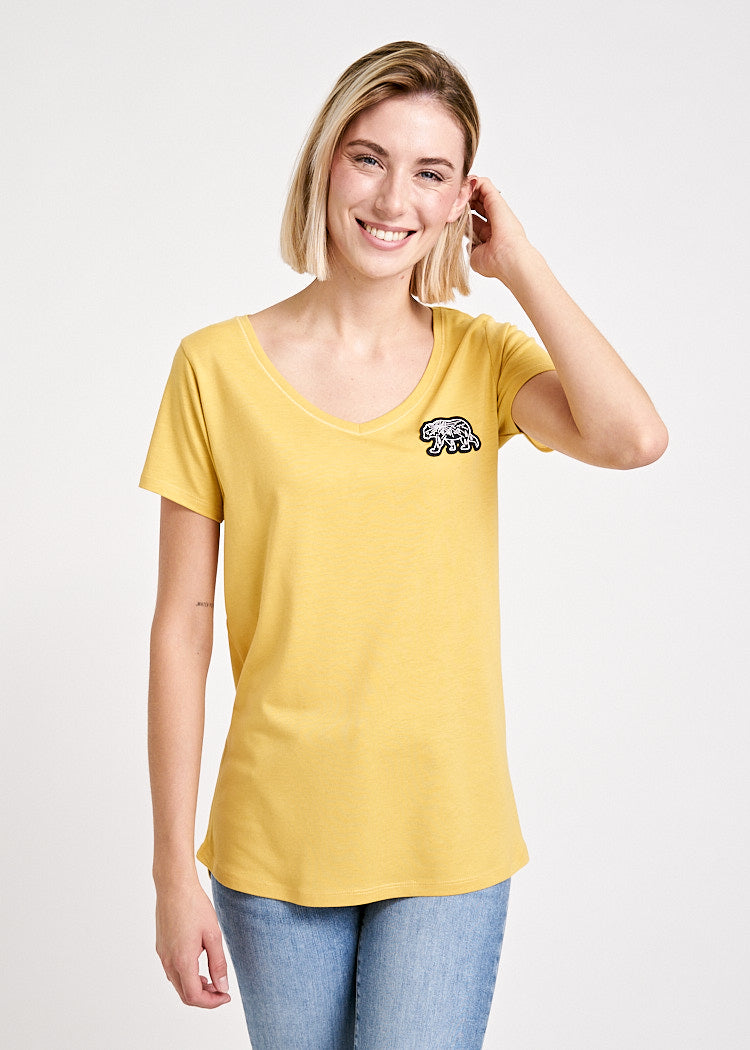 LADIES V-NECK WOODSHIRT WALKING BEAR