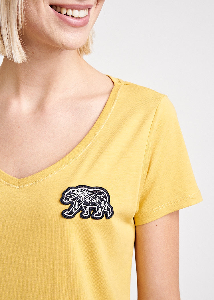 LADIES V-NECK WOODSHIRT WALKING BEAR