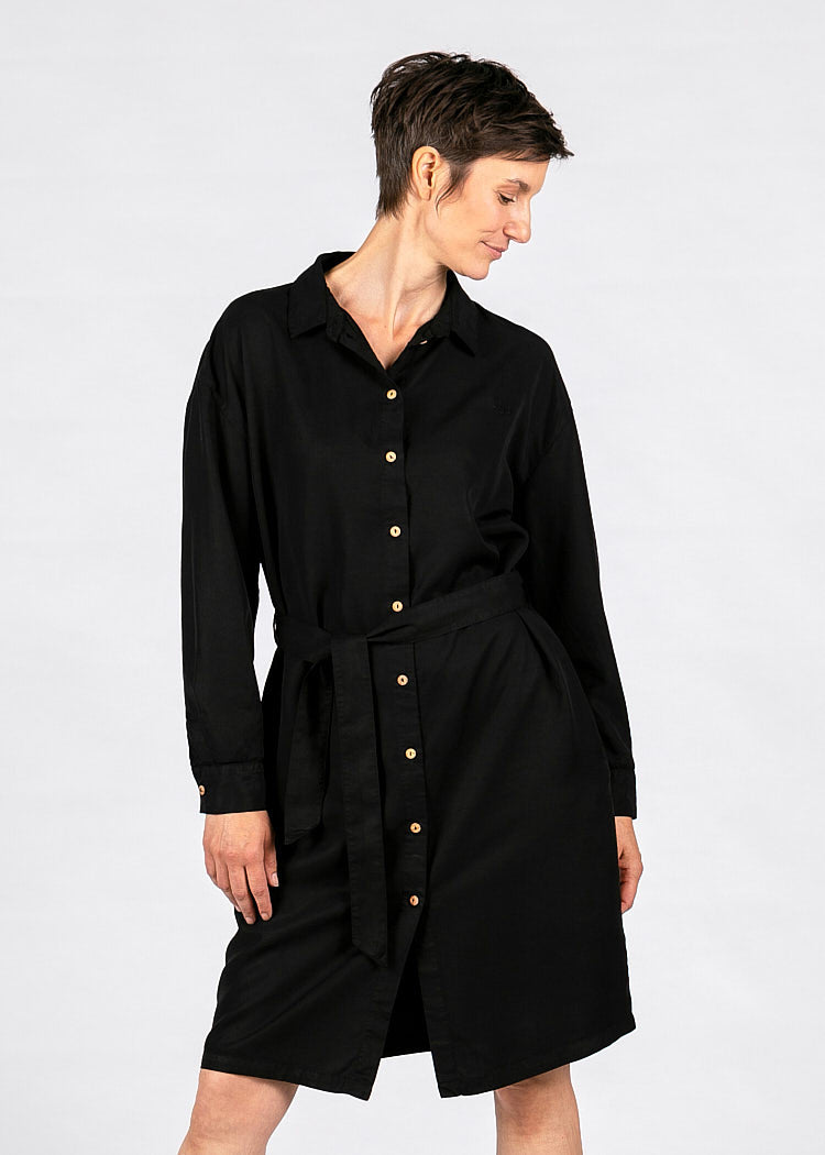DAMEN HEMDBLUSENKLEID BLACK