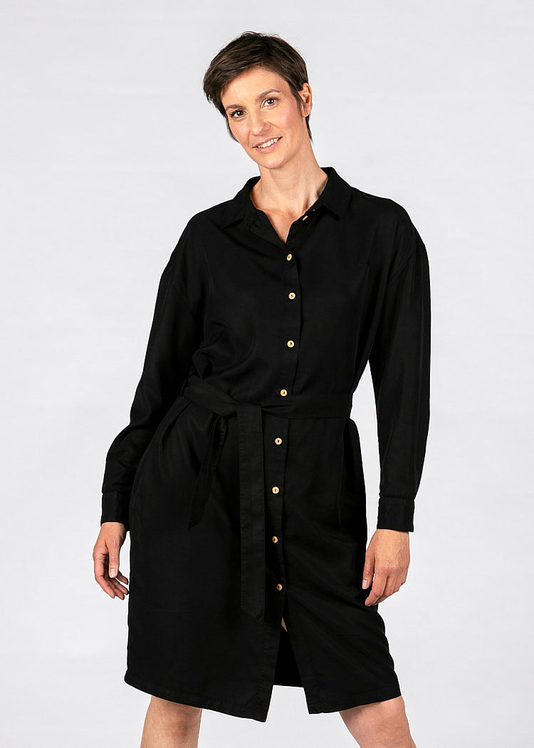 DAMEN HEMDBLUSENKLEID BLACK