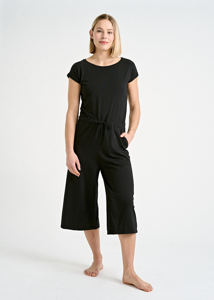 DAMEN JERSEY JUMPSUIT KIMONO STEFFY BLACK
