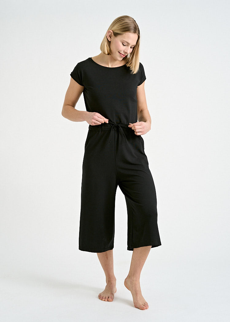 DAMEN JERSEY JUMPSUIT KIMONO STEFFY BLACK