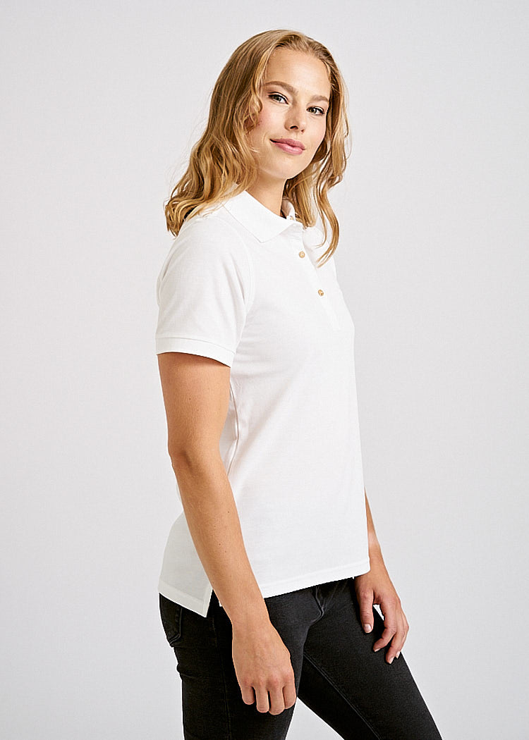 LADIES POLO SHIRT BRIGHT WHITE