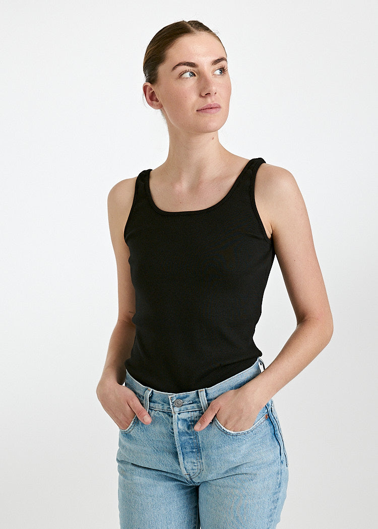 WOMEN'S RIBBED TANK TOP SANDRA BLACK