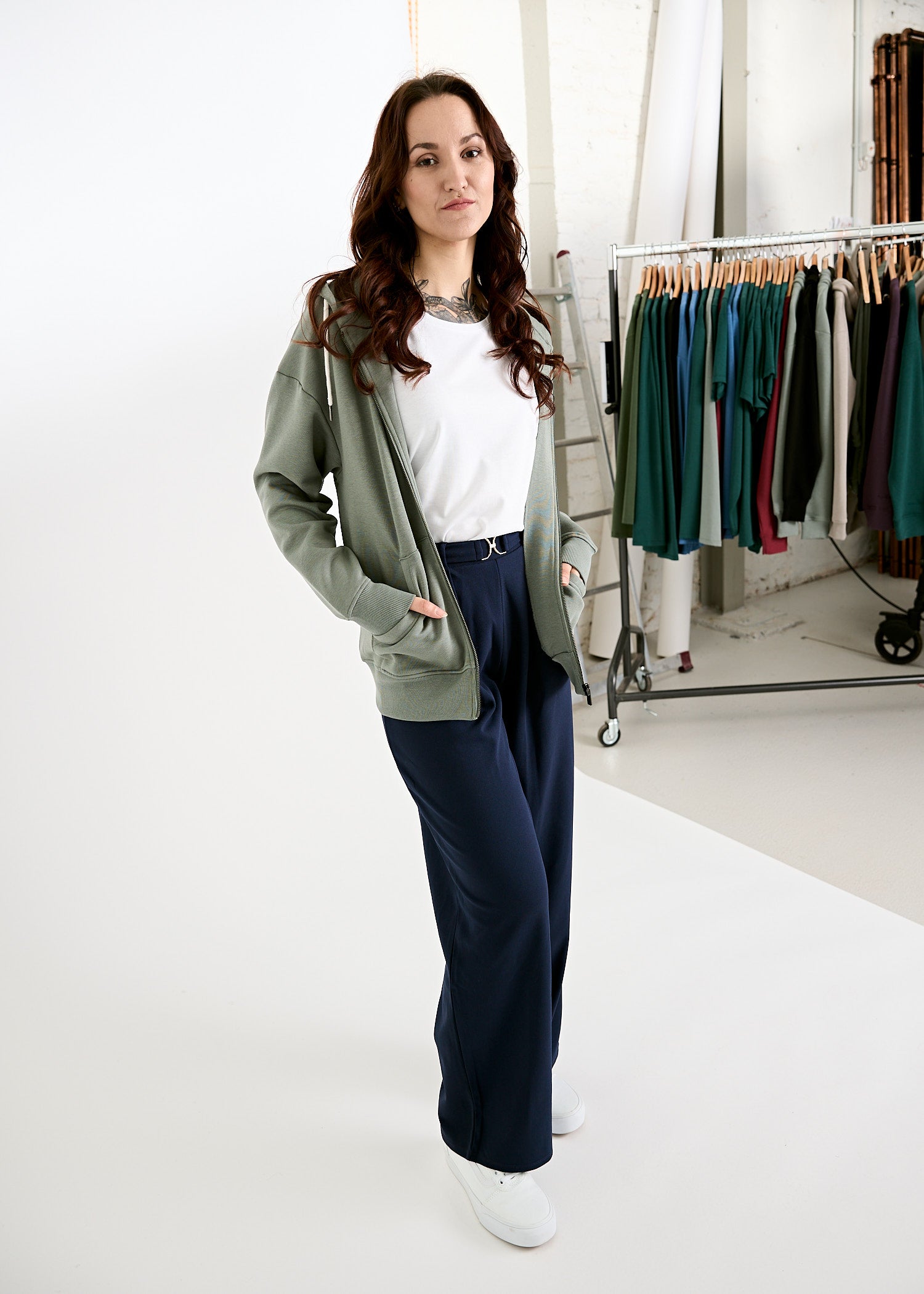 DAMEN ZIP-HOODIE SELINA AGAVE GREEN