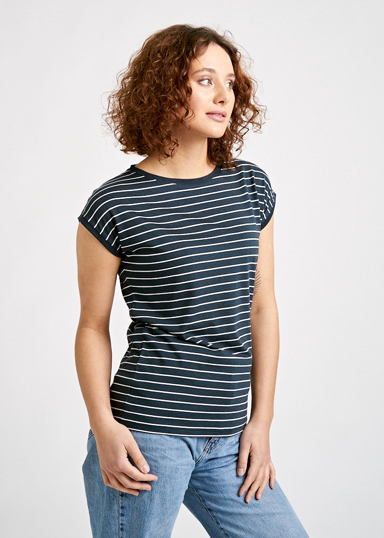 WOMEN'S WOODSHIRT KIMONO ELENA THIN STRIPES WHITE
