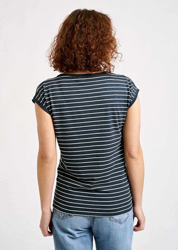 DAMEN WOODSHIRT KIMONO ELENA THIN STRIPES WHITE