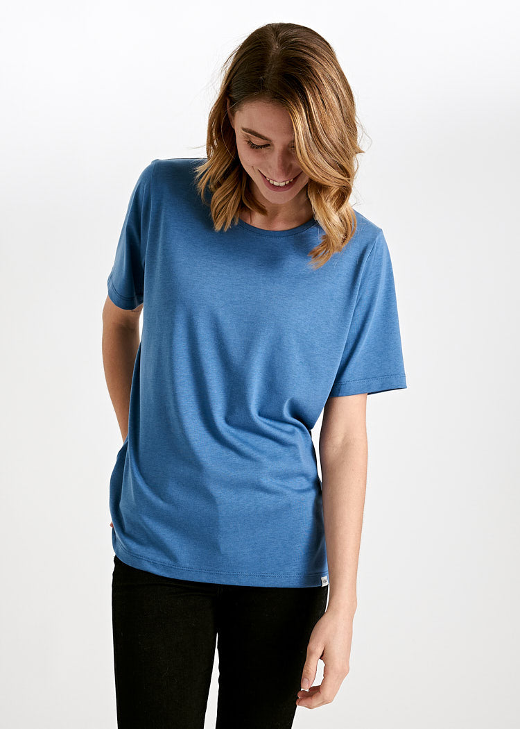 DAMEN WOODSHIRT LOOSE LONGER TILDA BIJOUT BLUE