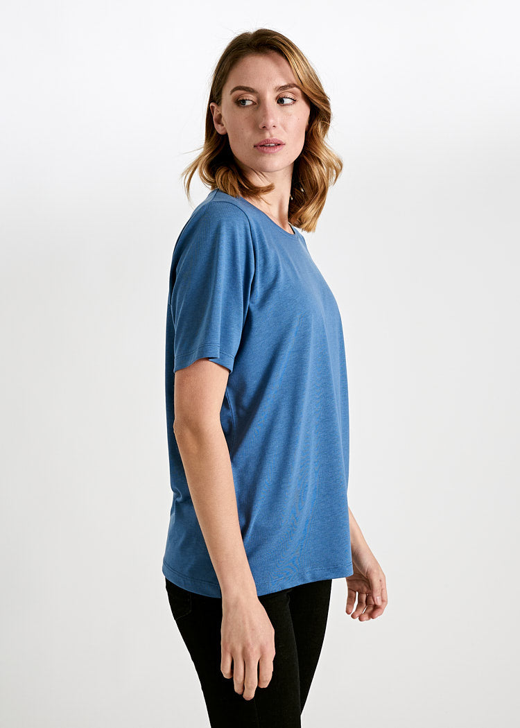 DAMEN WOODSHIRT LOOSE LONGER TILDA BIJOUT BLUE