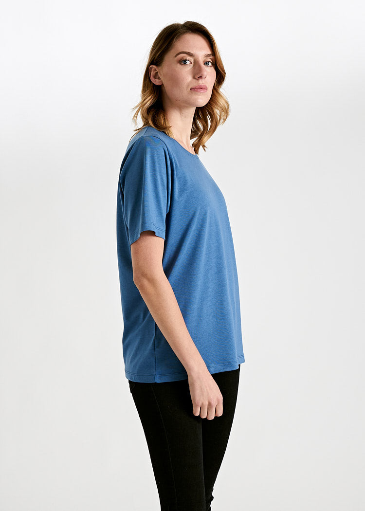 DAMEN WOODSHIRT LOOSE LONGER TILDA BIJOUT BLUE