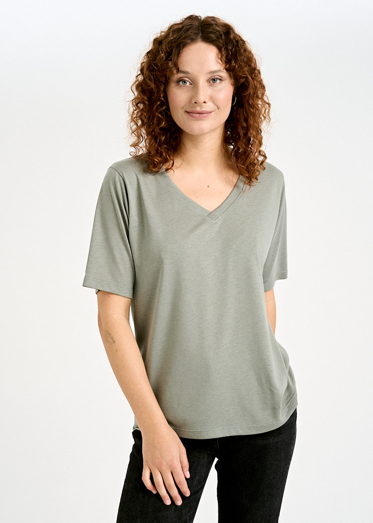WOMEN'S WOODSHIRT LOOSE LONGER FRIDA AGAVE GREEN