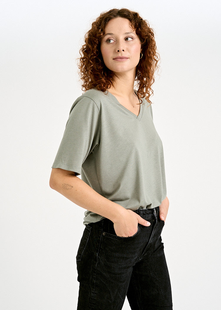 WOMEN'S WOODSHIRT LOOSE LONGER FRIDA AGAVE GREEN