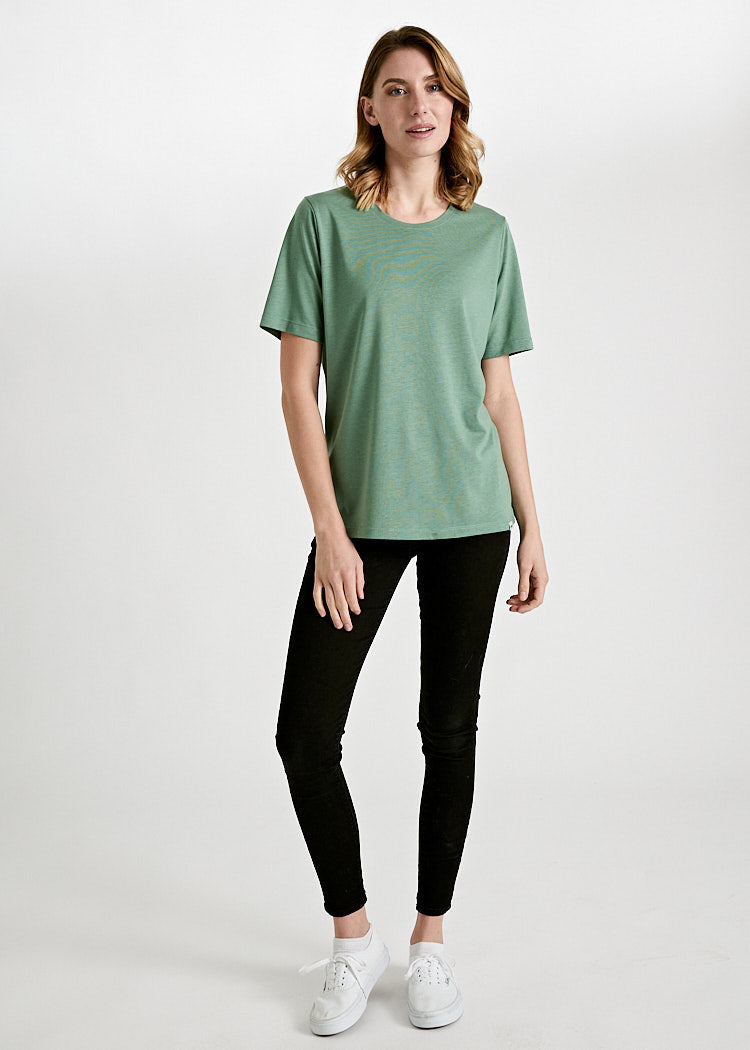 WOMEN'S WOODSHIRT LOOSE LONGER TILDA COMFREY GREEN
