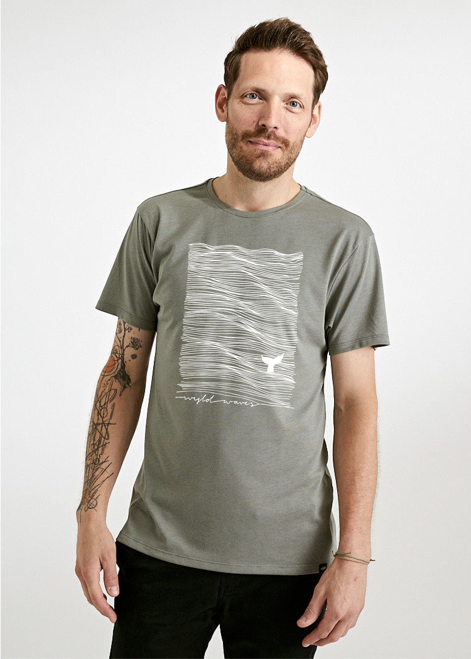 Herren Printshirt "Wijld Waves" Agave
