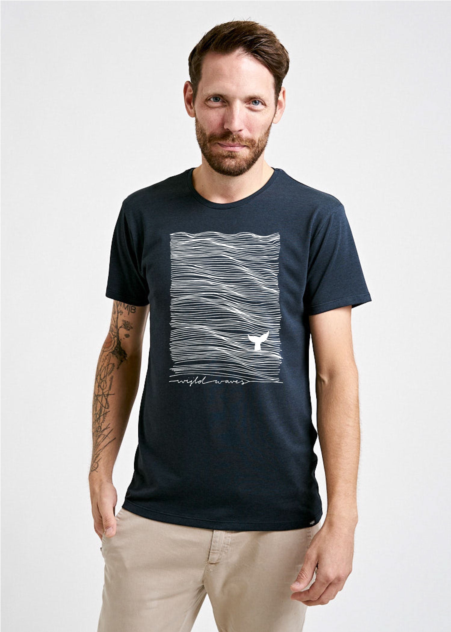 Herren Printshirt "Wijld Waves" Carbon