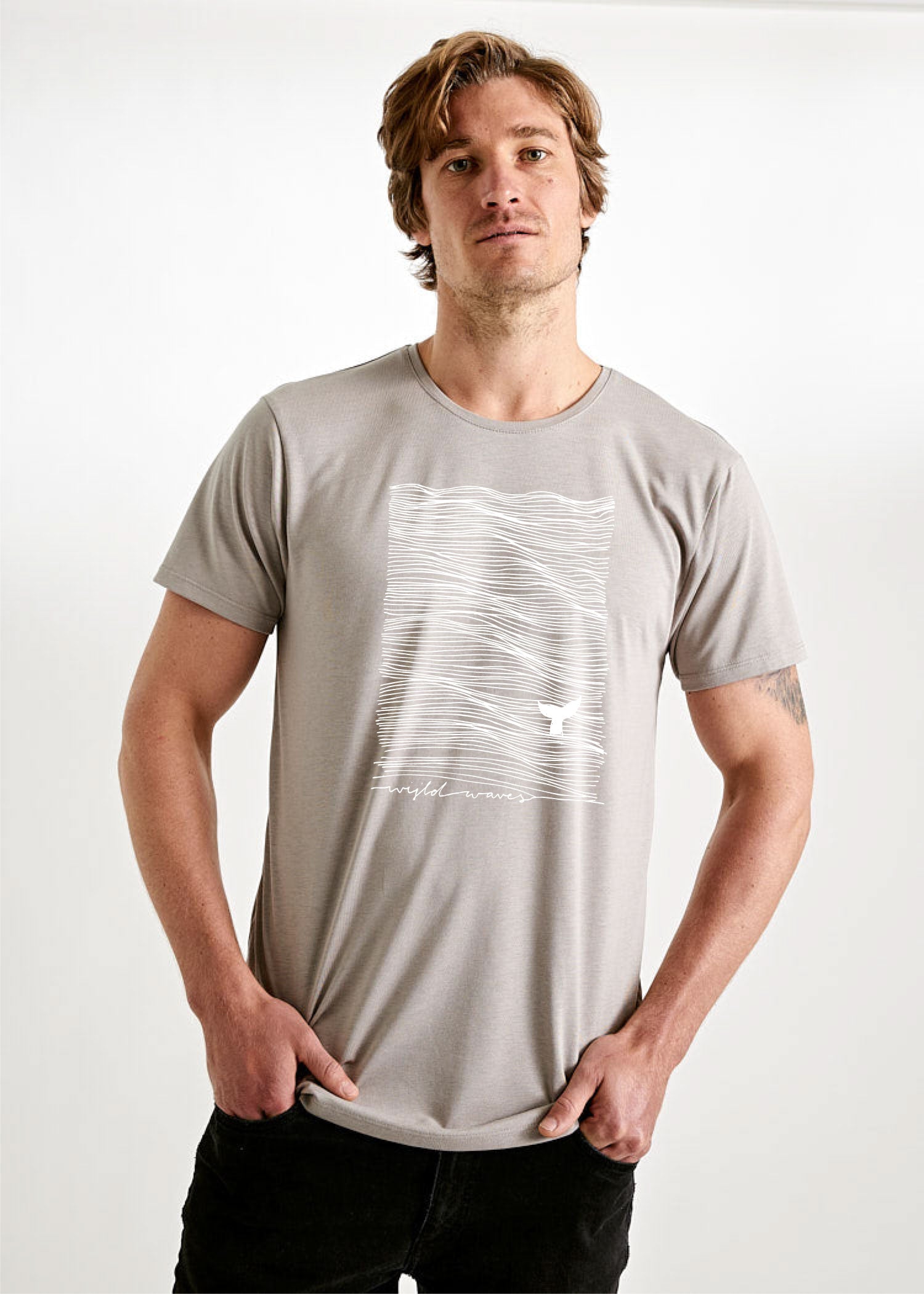 Herren Printshirt "Wijld Waves" Moon Rock