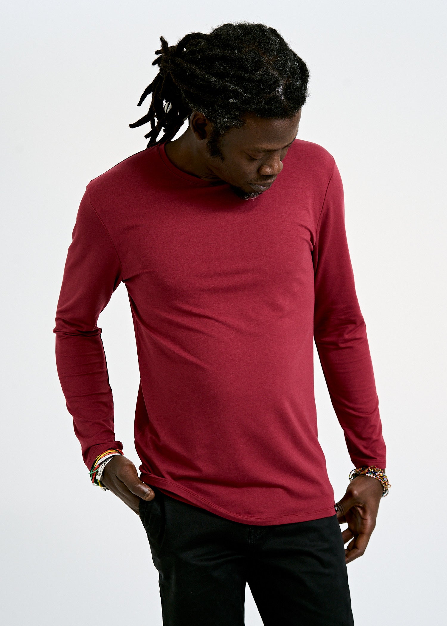 MEN'S LONG SLEEVE SHIRT DAVID TIBETAN RED