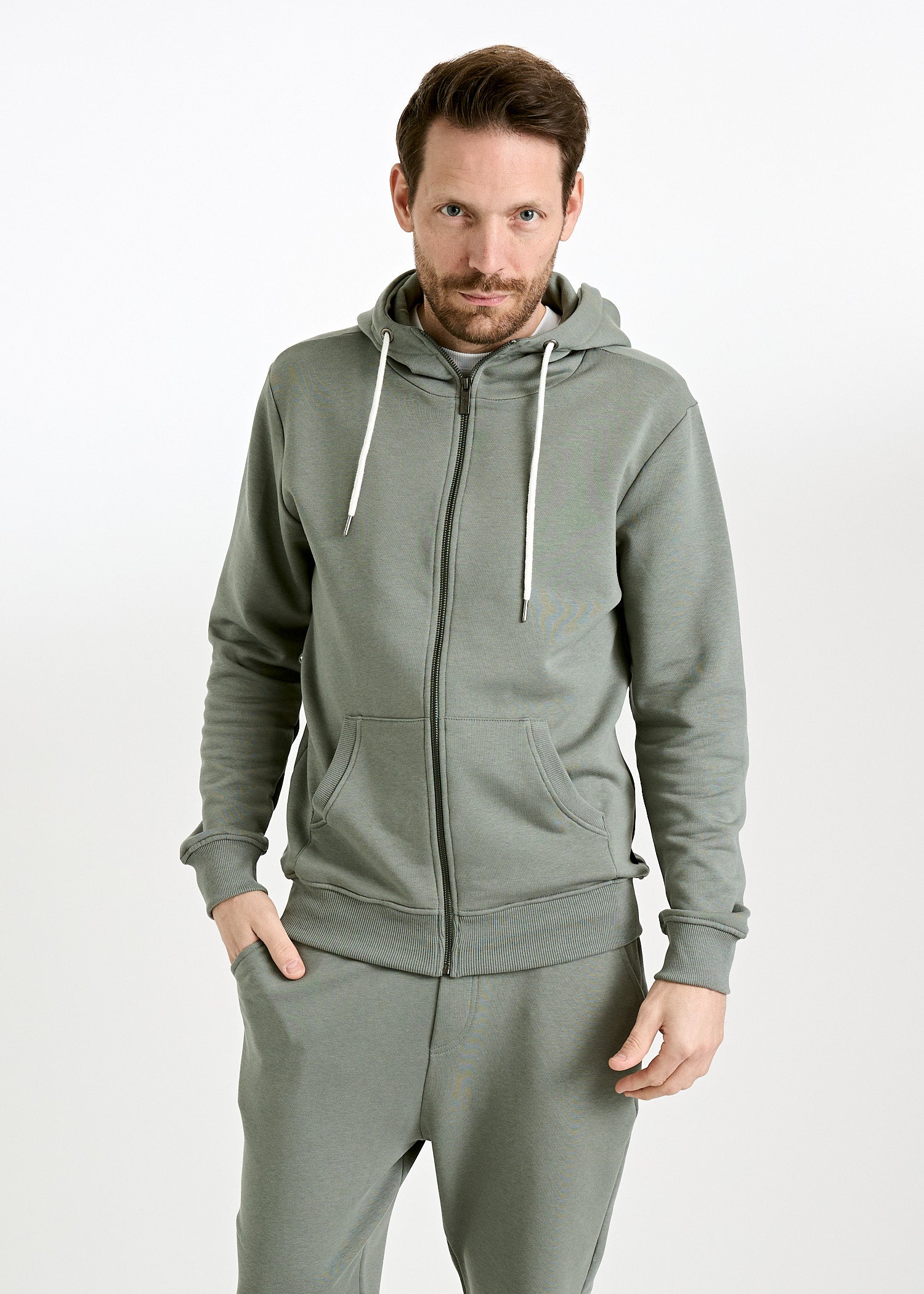 HERREN ZIP HOODIE LEON AGAVE GREEN