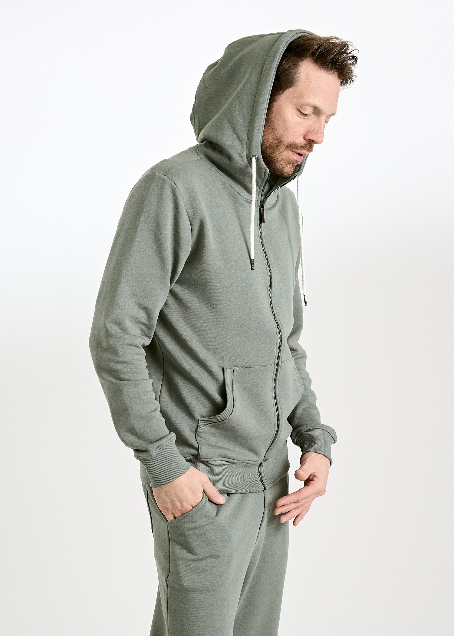 HERREN ZIP HOODIE LEON AGAVE GREEN