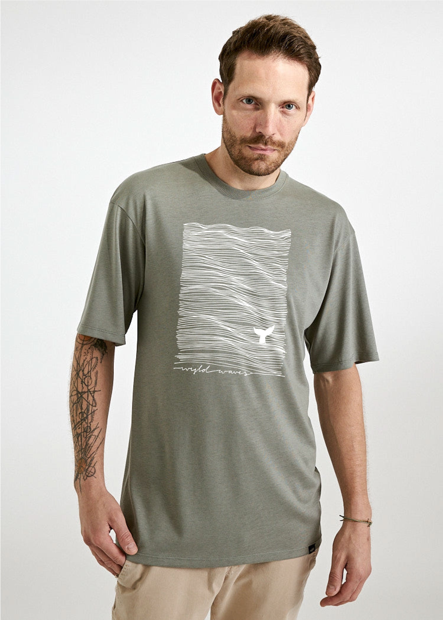 Herren Printshirt "Wijld Waves" Agave