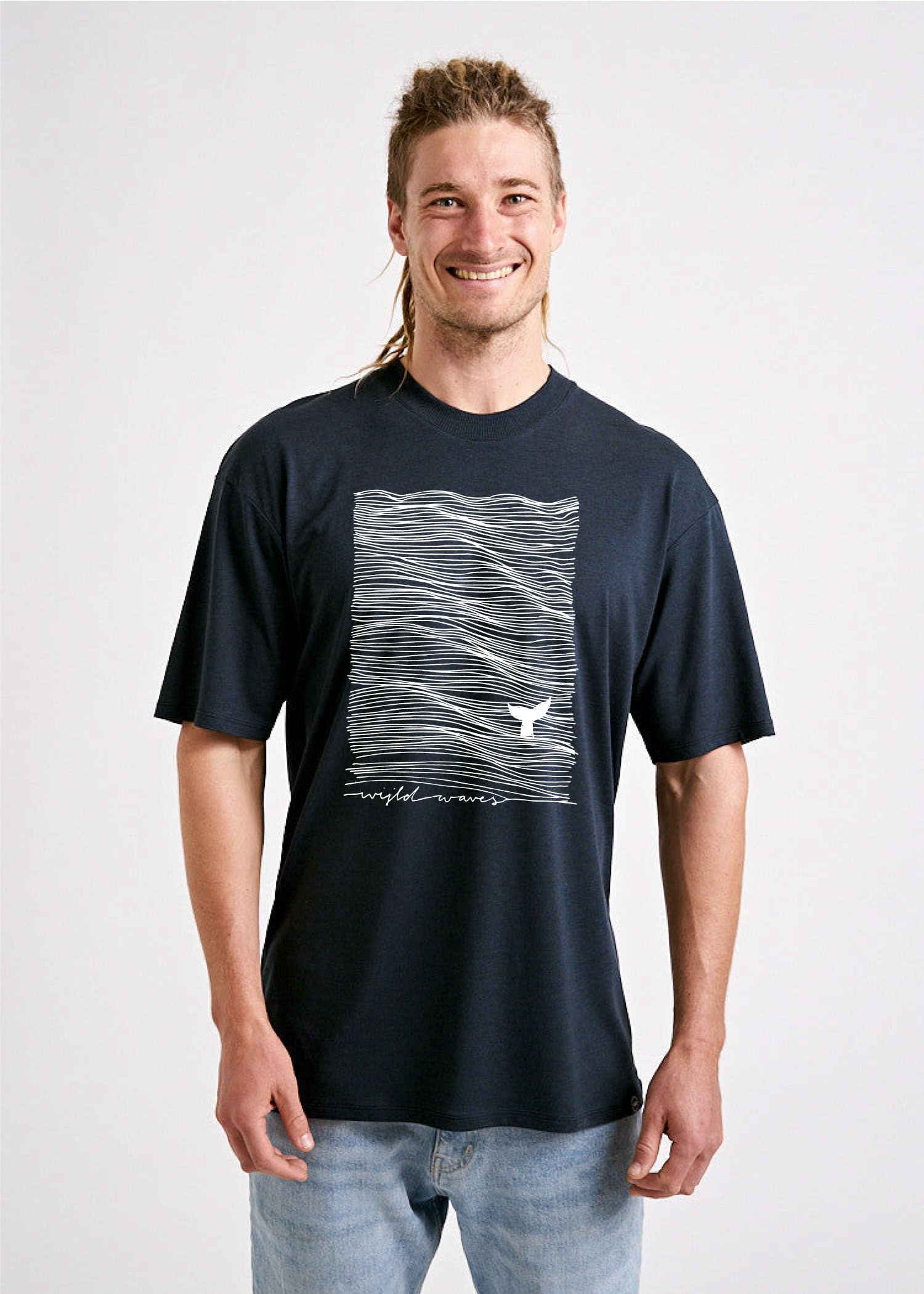 Herren Printshirt "Wijld Waves" Carbon