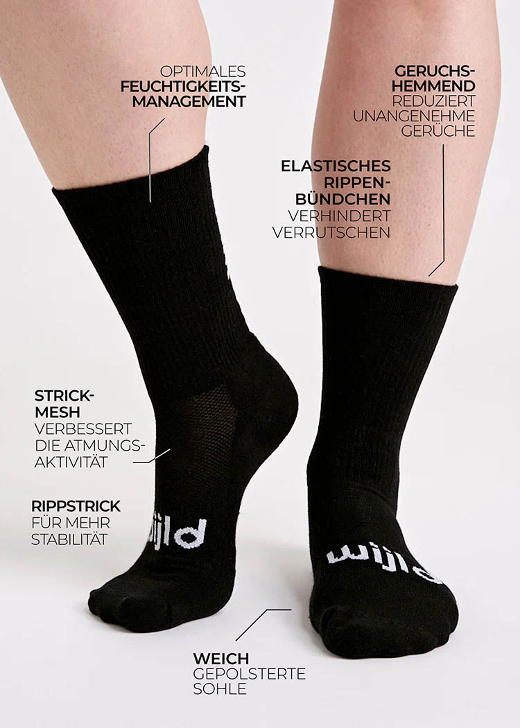 WOODSOCKS® TENNIS SOCKS RUN WIJLD BLACK