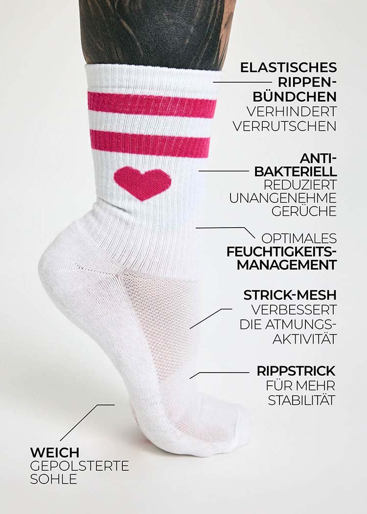 WOODSOCKS® TENNISSOCKEN HEART WHITE