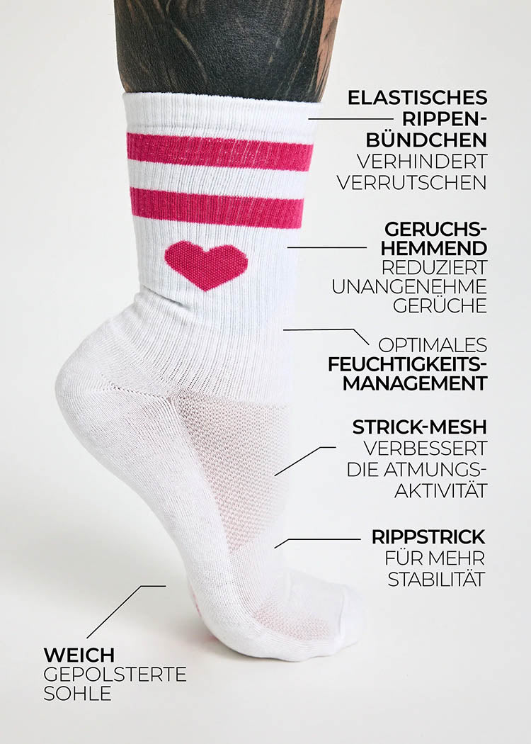 WOODSOCKS® TENNISSOCKEN HEART WHITE