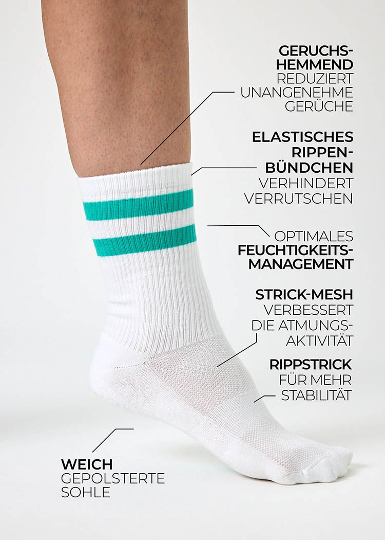 WOODSOCKS® TENNIS SOCKS WHITE TURQUOISE