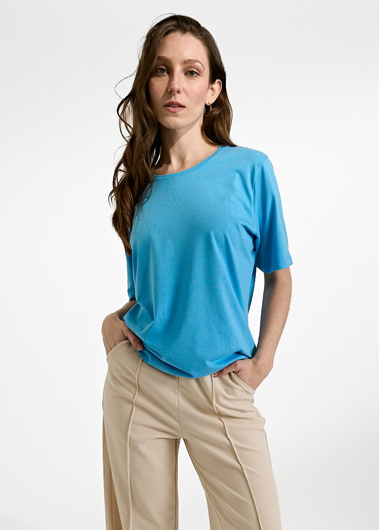 WOMEN'S WOODSHIRT LOOSE LONGER TILDA AZURE BLUE