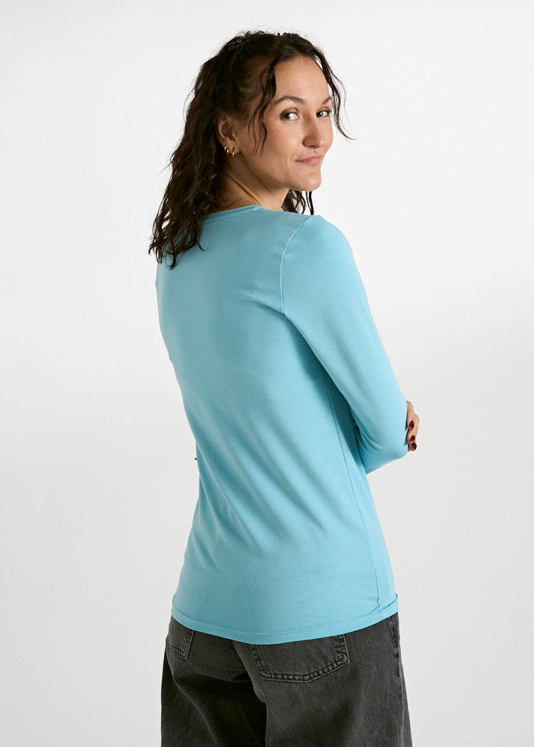 DAMEN LANGARMSHIRT MAYA MILKY BLUE