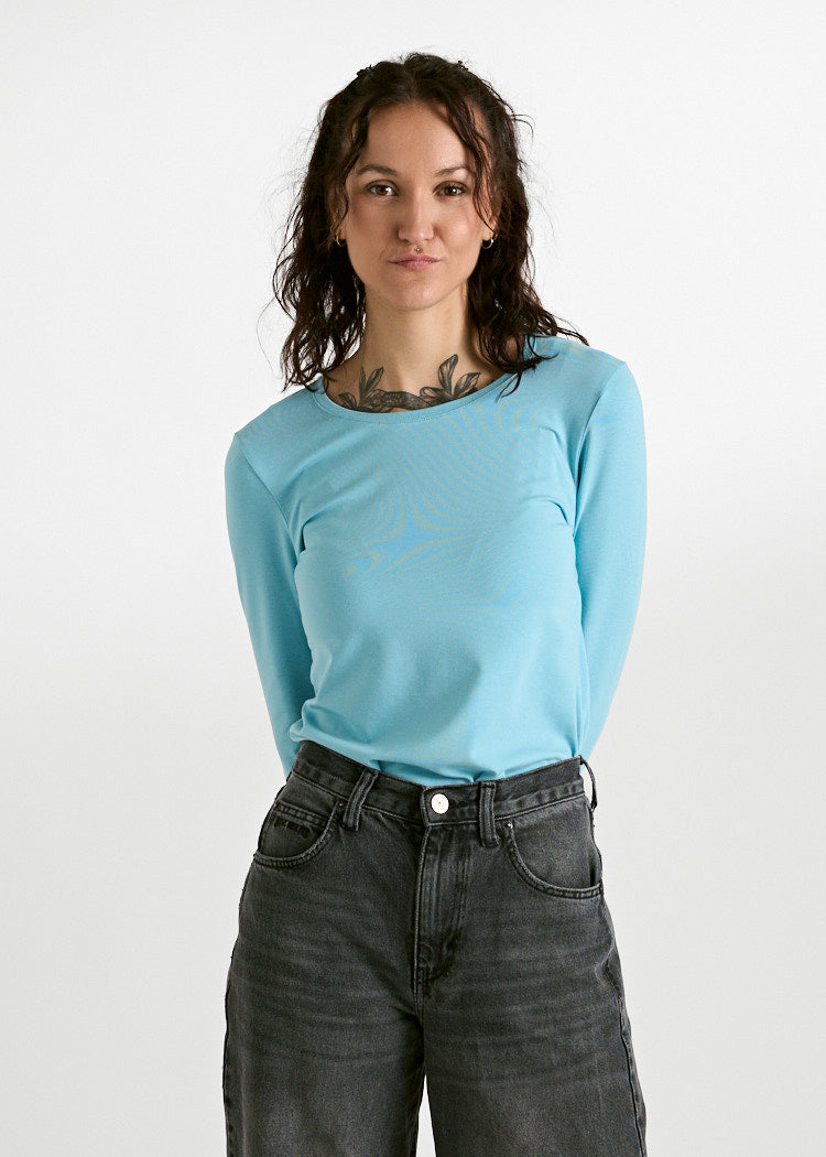 DAMEN LANGARMSHIRT MAYA MILKY BLUE