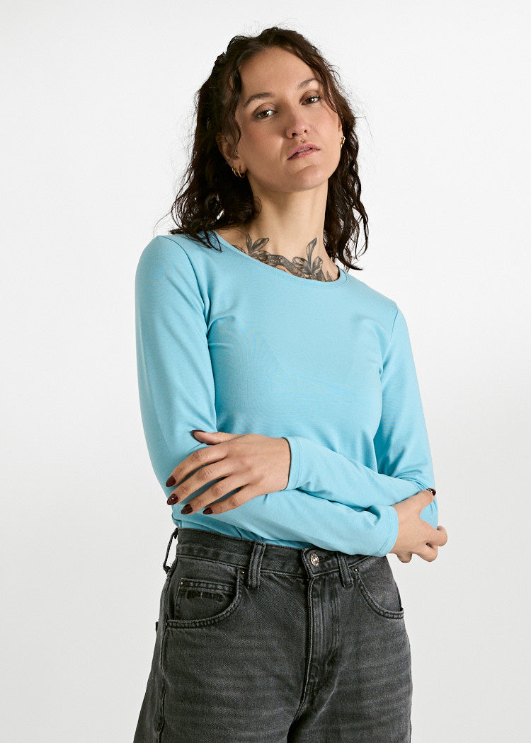 DAMEN LANGARMSHIRT MAYA MILKY BLUE