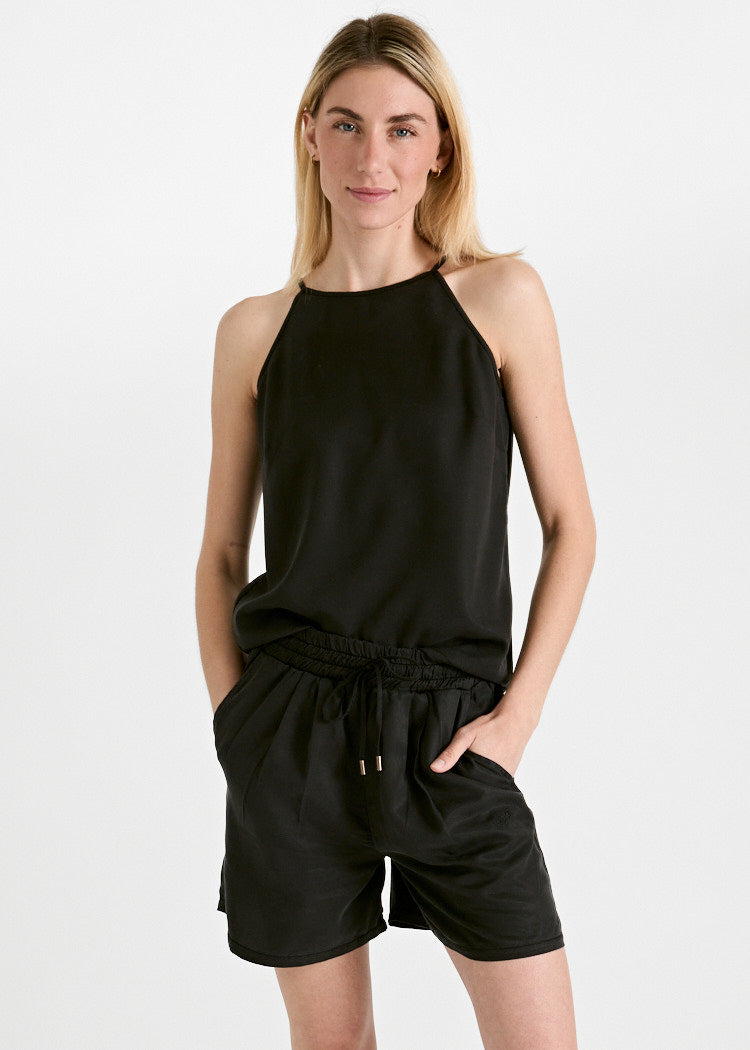 WOMEN'S TWILL TOP BLACK