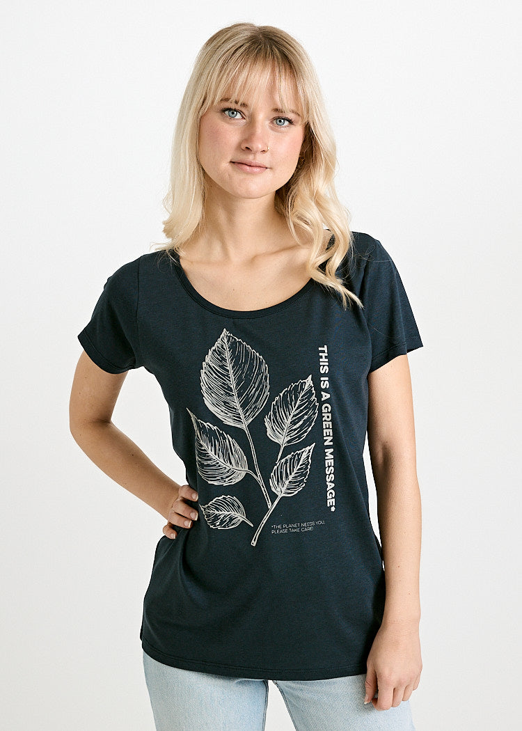WOMEN'S WOODSHIRT REGULAR LENA GREEN MESSAGE