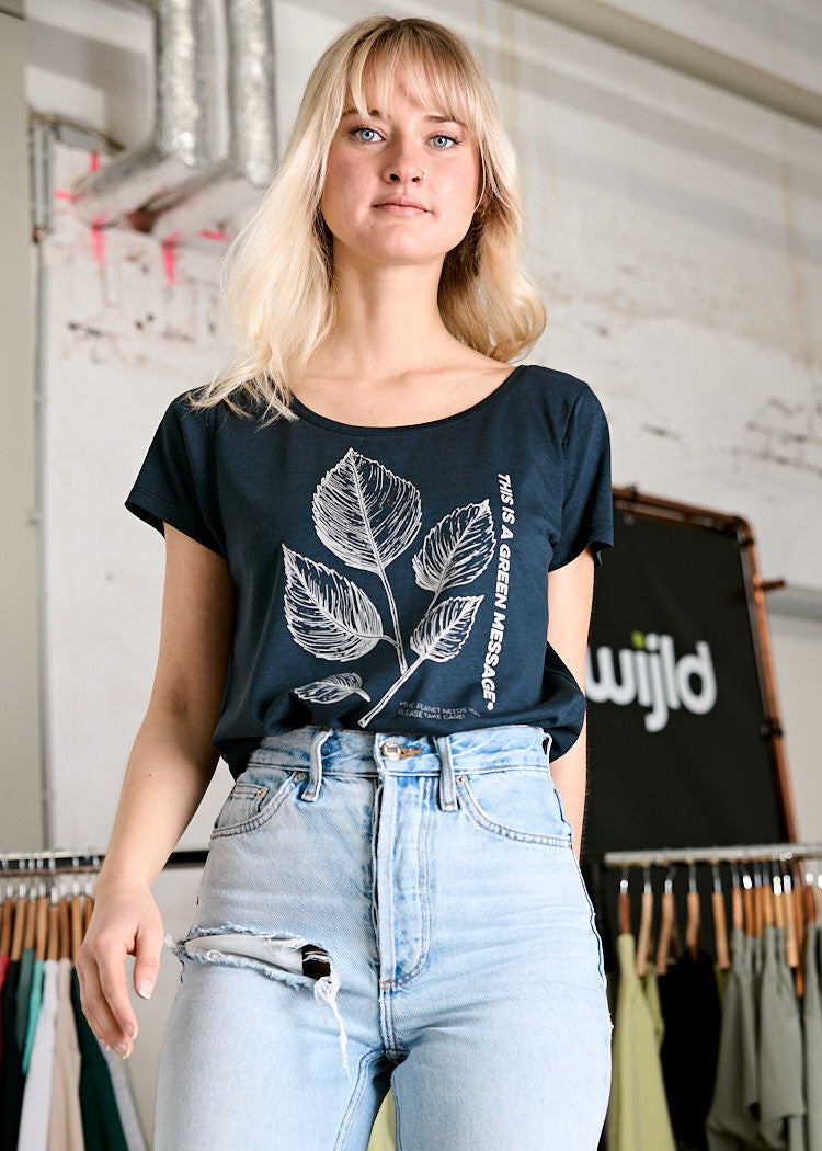 WOMEN'S WOODSHIRT REGULAR LENA GREEN MESSAGE